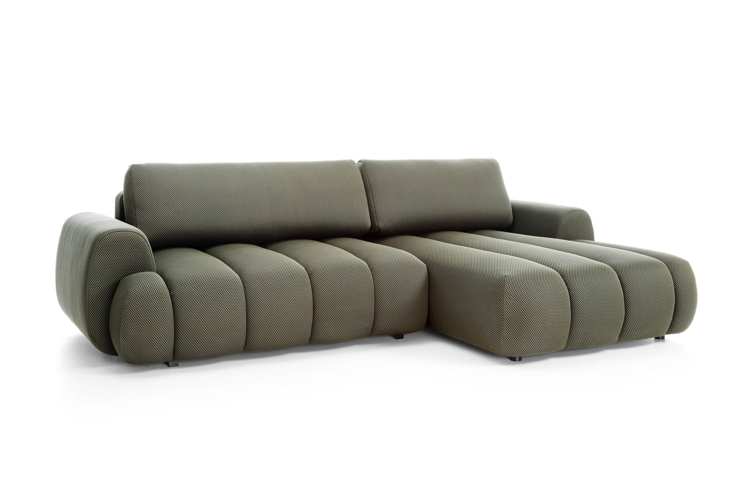 ECKSOFA SITO Grün Jersey mit Schlaffunktion - Grün, Holz (272/168cm) - MASSENO