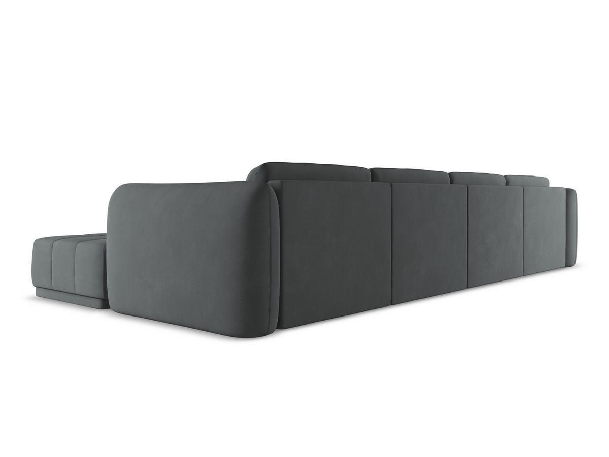 WOHNLANDSCHAFT Chenille Stoff Grau - Schwarz/Graphitfarben, Kunststoff/Textil (370/74/170cm) - Makamii