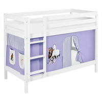 ETAGENBETT JELLE 90x200 cm Pferd lila beige - Hochbett - inkl. Vorhang und 2 Lattenrosten - Weiß, Holz - Lilokids