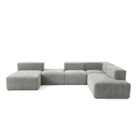 5-SITZER modulares Wohnlandschaft U XXL HEAVEN SET 6 Rechts, Breite 375 cm Webstoff Grau - Schwarz/Grau, Holz/Kunststoff (245/73/375cm) - Muffo