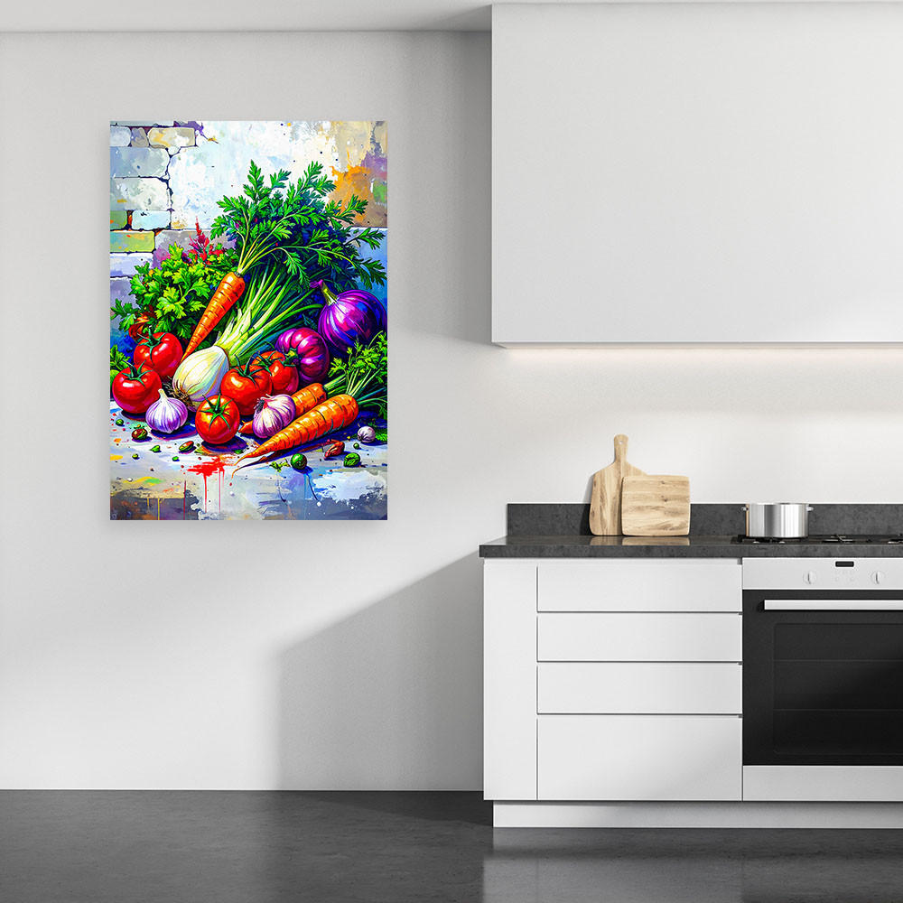 LEINWANDBILD Gemüse Stillleben 40x60cm - Multicolor, Textil (40/60cm) - Feeby