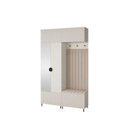 GARDEROBE Ritmo version 2 mit Spiegel, mit POLSTERPANEELEN BEIGE - Beige/Creme, Holzwerkstoff (140/235/40cm) - Jerpax