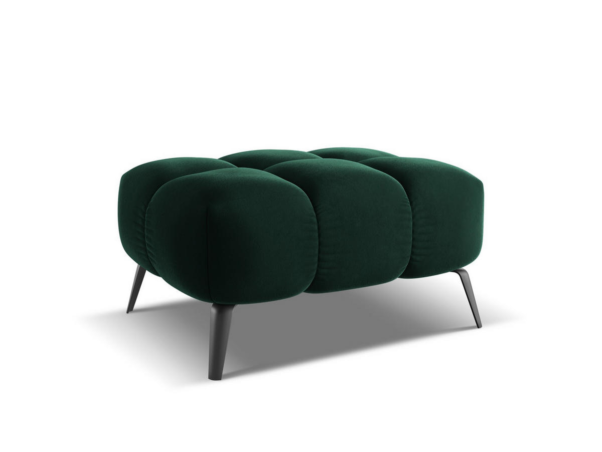 POUF Samt Stoff Grün - Dunkelgrün/Schwarz, Textil/Metall (78/41/60cm) - Makamii