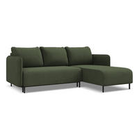 ECKSOFA mit Schlaffunktion Strukturstoff Stoff Grün - Schwarz/Olivgrün, Holz/Textil (236/162cm) - Makamii