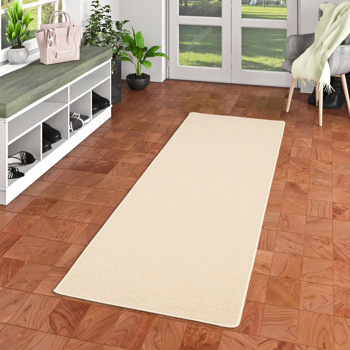 NATUR TEPPICH LÄUFER WOLLE BERBER - Ecru, Textil (100/300cm) - Snapstyle