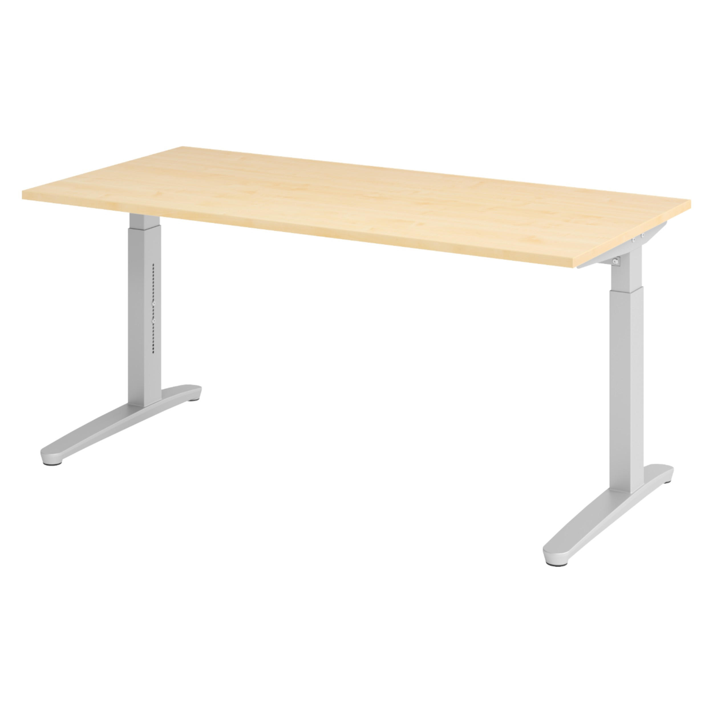 SCHREIBTISCH Serie-XB 80/160/74 cm in Ahornfarben/Silberfarben - Silberfarben/Ahornfarben, Holzwerkstoff (80/160/74cm) - bümö