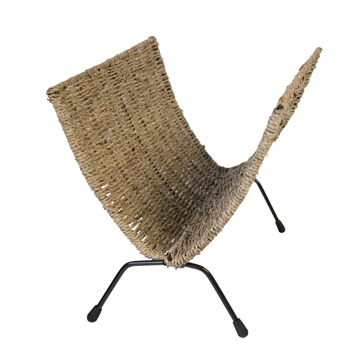 ZEITUNGSSTÄNDER Seegras, Metall schwarz - Braun, Naturmaterialien (37/33/22cm) - Homestyle4u