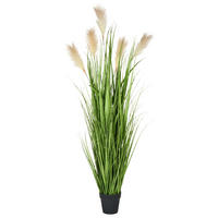 KUNSTPFLANZE 130 cm Grün Pampas Grass - Schwarz/Weiß, Kunststoff (130cm) - Beliani