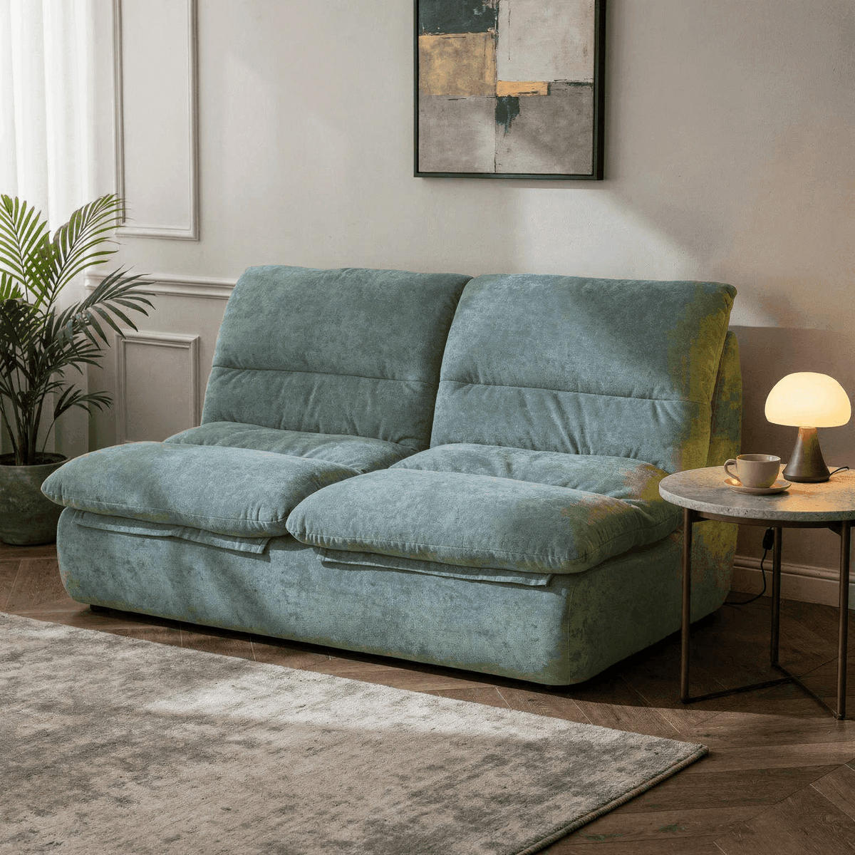 SOFA Nuvia Doppel 2-Sitzer - Salbei - Salbeigrün, Textil (160/73/100cm) - COCO Living