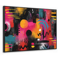 LEINWAND Bilder mit Rahmen - Farbflächen - Formen - Bunt - Abstrakt - 80x60 - Pink, Textil (80/60cm) - MuchoWow