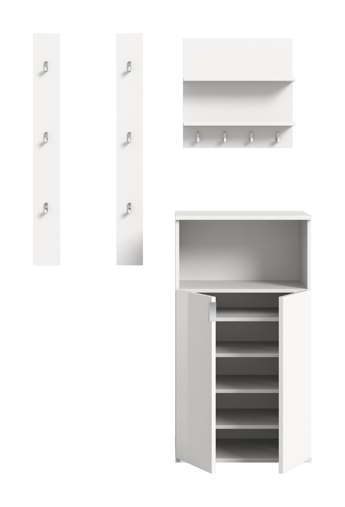 GARDEROBE Systemmöbel Projekt X 4tlg. Kombination , ca.111x191x34 cm - Weiß, Holzwerkstoff (111/191/37cm)