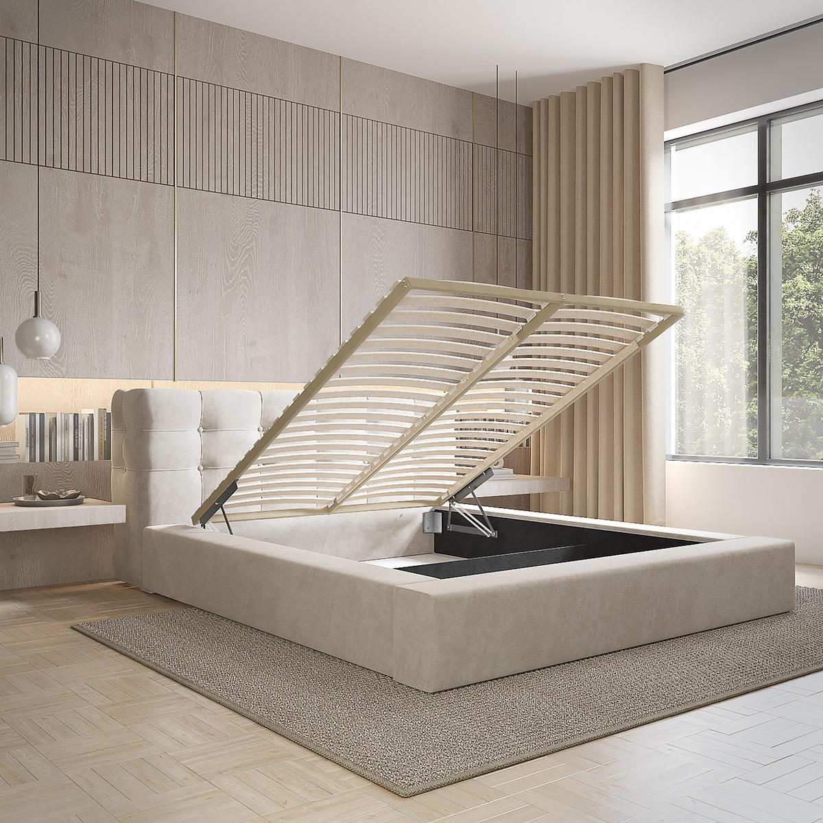 POLSTERBETT aus Velvet Gretta 180x200 cm, Beige - Beige, Textil (180/200cm) - Fedve