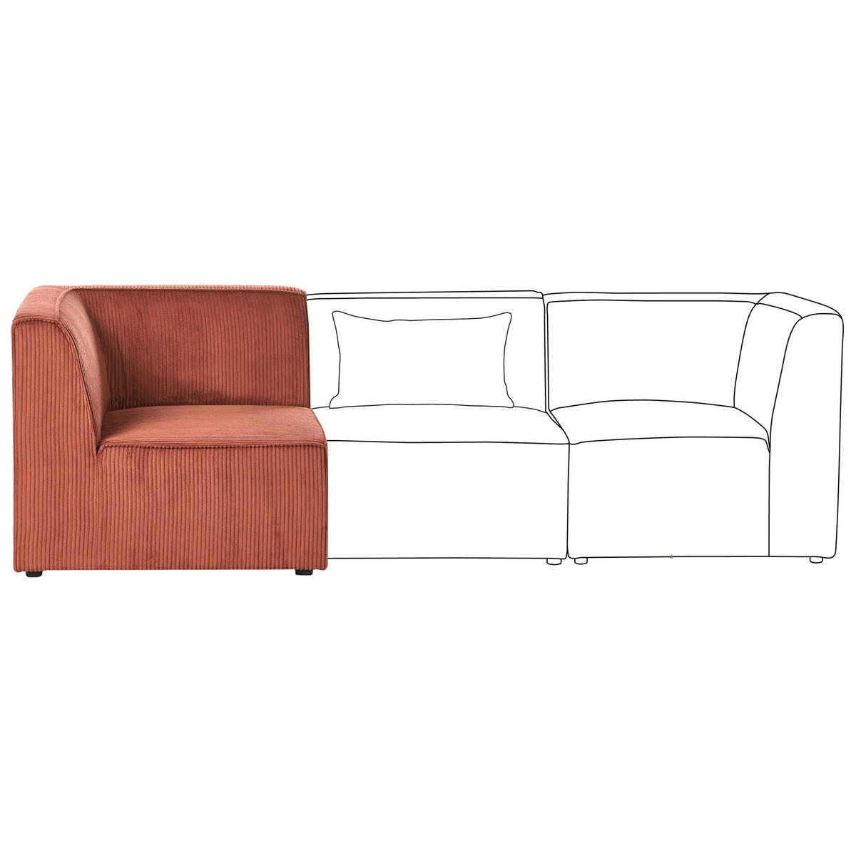 ECKMODUL Cord Goldbraun linksseitig Lemvig - Goldfarben, Textil (83/78/83cm) - Beliani