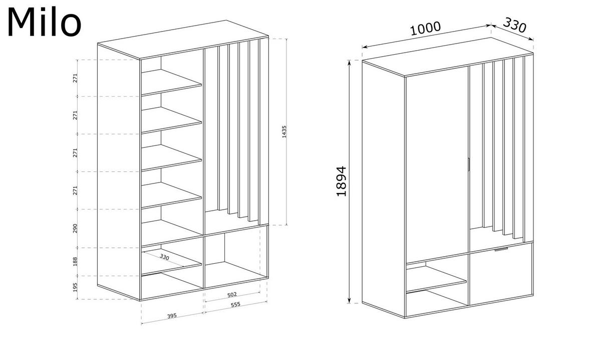 GARDEROBENSCHRANK GRATA 100/189/33 Modern Garderobenschrank Eiche Artisan - Eiche Artisan, Holzwerkstoff (100/189.4/33cm) - MASSENO