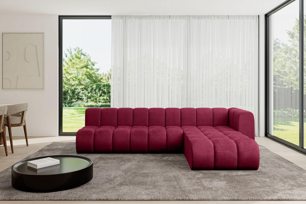 ECKSOFA modulares Sofa Darnel-L2 - 296x177x70 cm Bordeauxrot - Bordeaux, Holzwerkstoff/Textil (296/177cm) - ALTDECOR