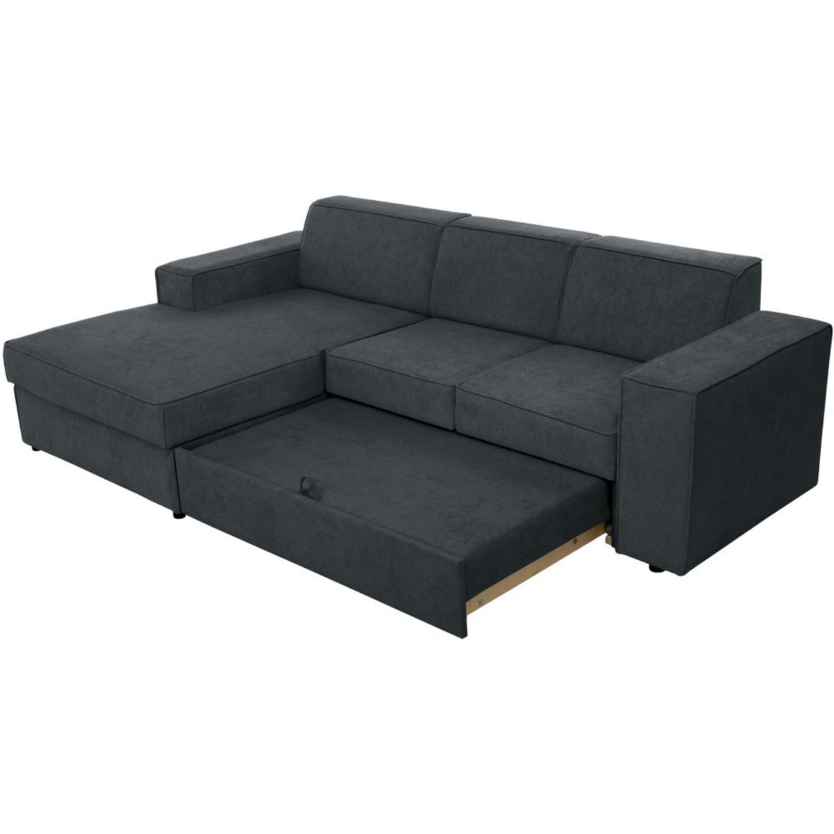 ECKSCHLAFSOFA mit Schlaffunktion Pedro L dunkelgrau links - Dunkelgrau/Schwarz, Kunststoff/Textil (267/160cm) - Beautysofa