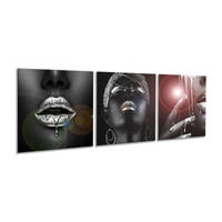 BILDER-SET aus Glas je 50x50 cm Frauen schwarz silber - Silberfarben, Glas (150/50cm) - artissimo