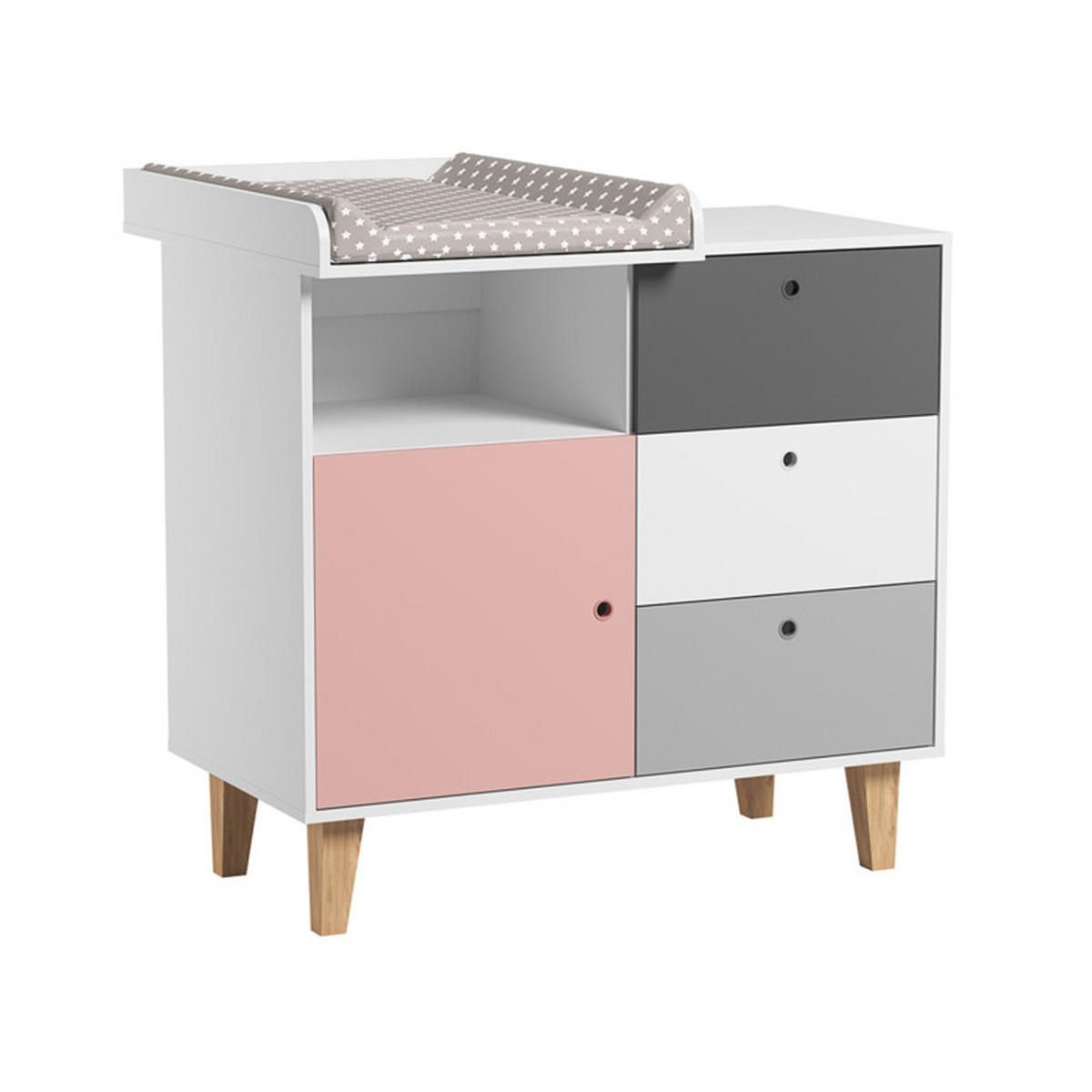 BABYZIMMER 3-teilig rosa - Pink, Holzwerkstoff (144.5/97/75cm) - Petits-meubles