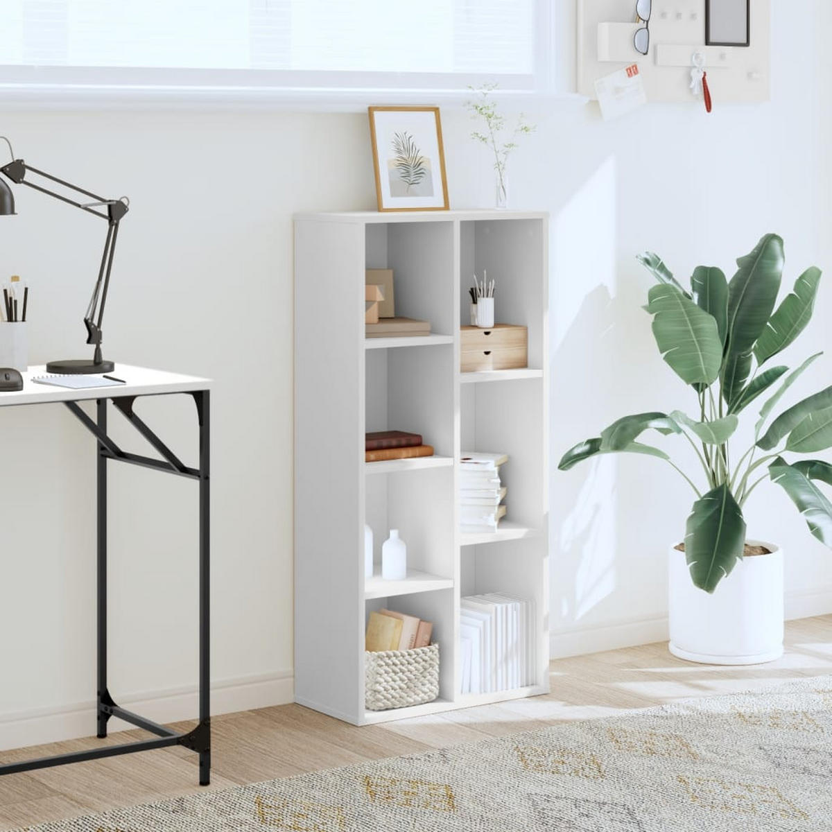 BÜCHERREGAL mit 7 Fächern 50/25/105 cm aus Holzwerkstoff Weiß - Weiß, Holz (50/105/25cm) - vidaXL