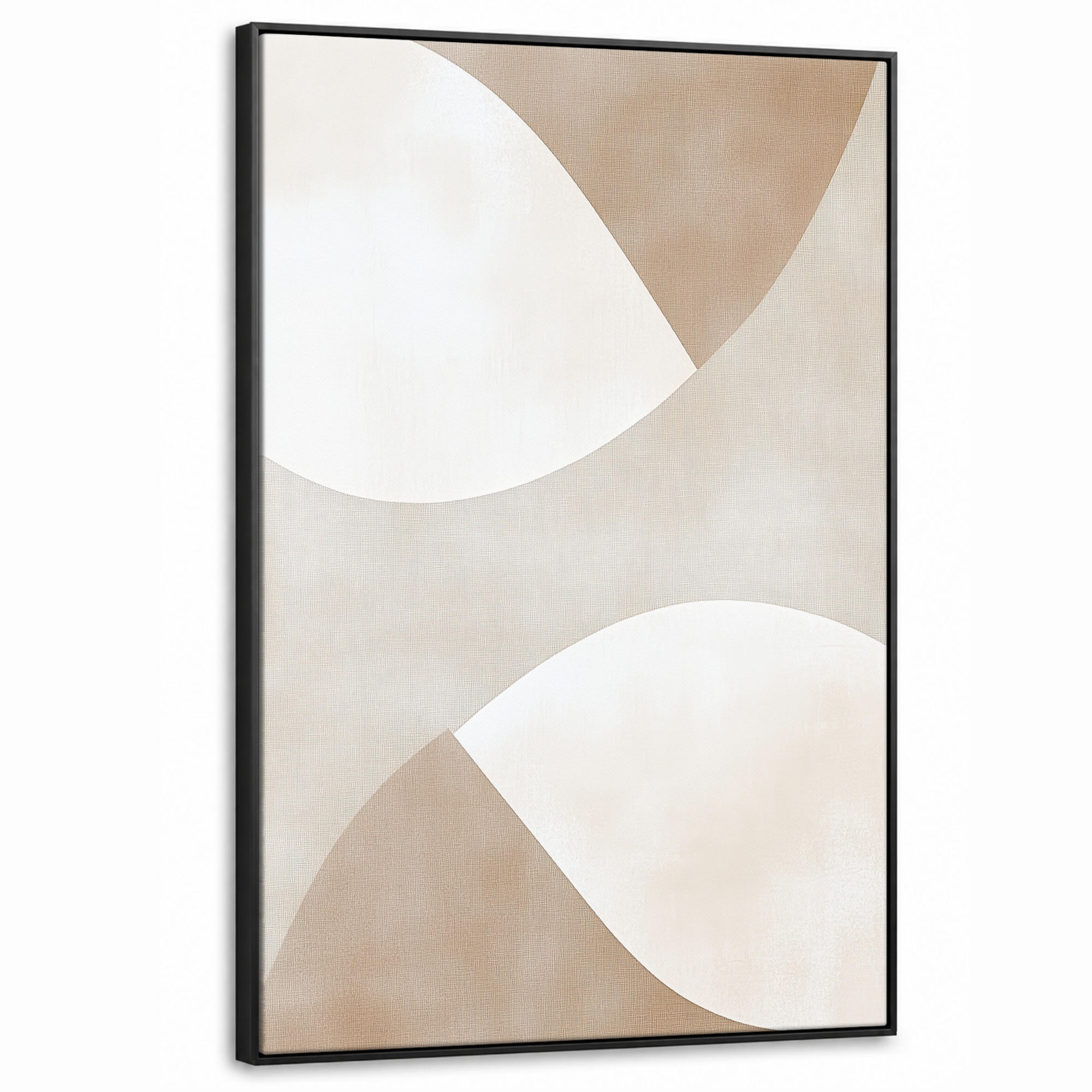 LEINWAND Bilder mit Rahmen - Braun - Japandi - Abstrakt - 100x150 - Sandfarben, Textil (100/150cm) - MuchoWow