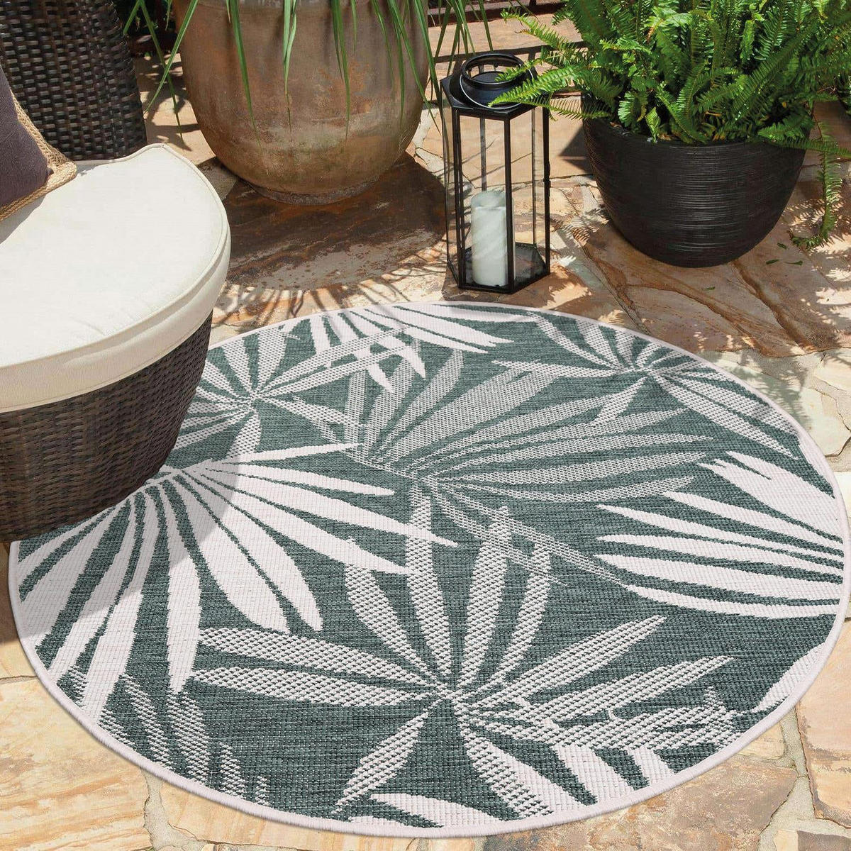 OUTDOOR-TEPPICH DuoRug 5771 Grün 120x120 cm - Grün, Textil (120/120cm) - carpet city