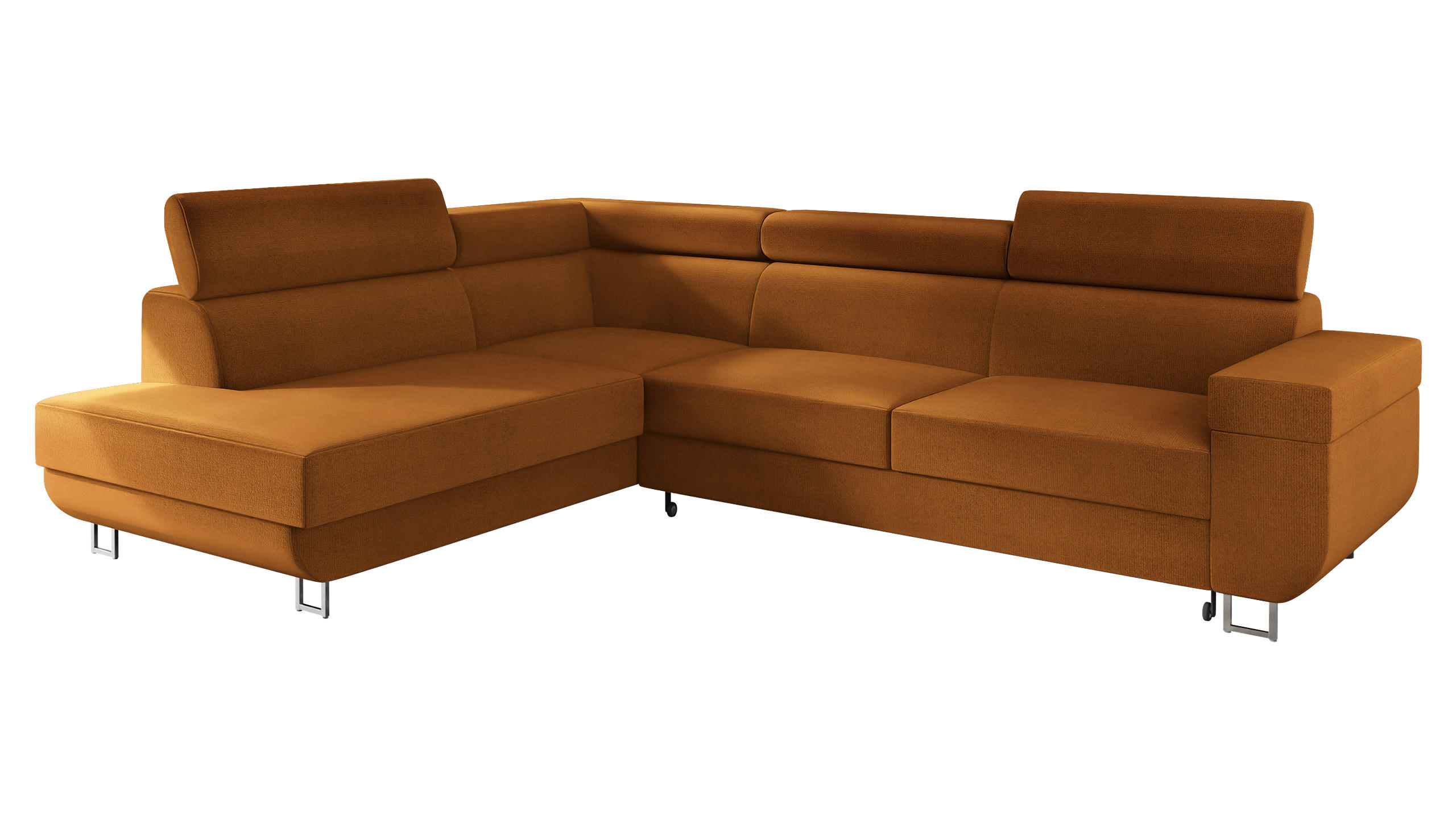 ECKSOFA Fonti, Seite: Links - Orange, Holz/Textil (253/188cm) - MIRJAN24