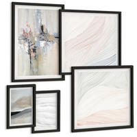 BILDER SET 5er Set - 50x50 cm & 20x30 cm & 40x60 cm Schwarzer Rahmen - Abstrakte Erdmuster - Schwarz, Kunststoff (40/60cm) - TULUP