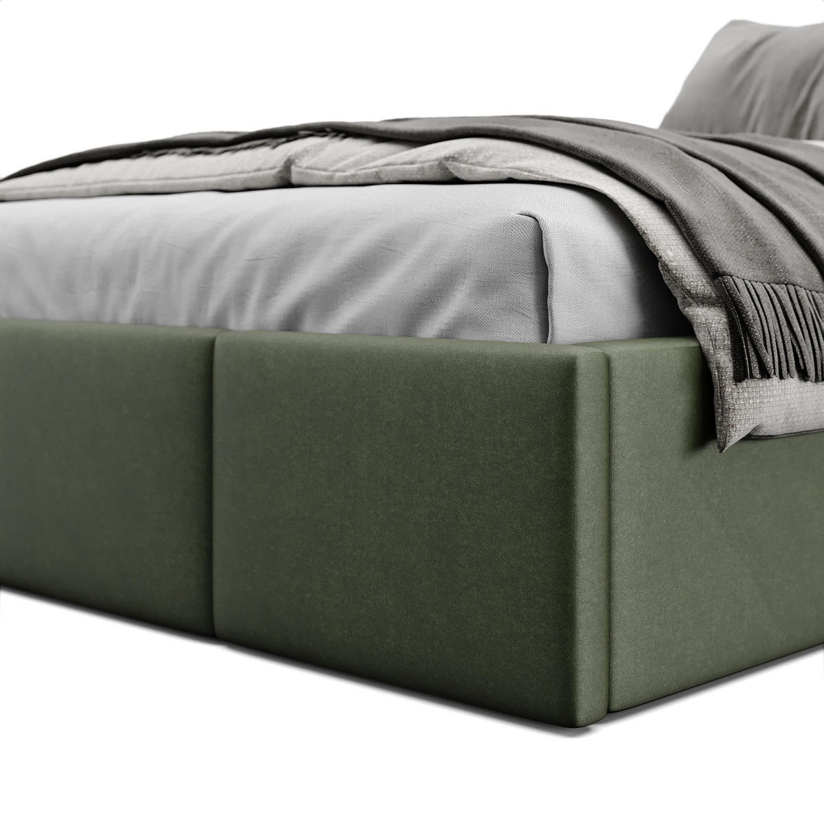 POLSTERBETT für Schlafzimmer Bett mit Stauraum Khaki 120x200cm - Olivgrün, Holzwerkstoff/Textil (120/200cm) - Muralo