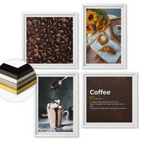 WANDBILDER 4er-Set - 50x50 cm & 40x60 cm Weißer Rahmen - Italienische Frühstückskaffeebohnen - Weiß, Kunststoff (50/50cm) - ArtPrintCave