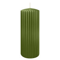 RILLEN KERZEN Olive 200 x Ø 80 mm, 4 Stück - Olivgrün, Paraffin (8/20/20cm) - Wiedemann Kerzen