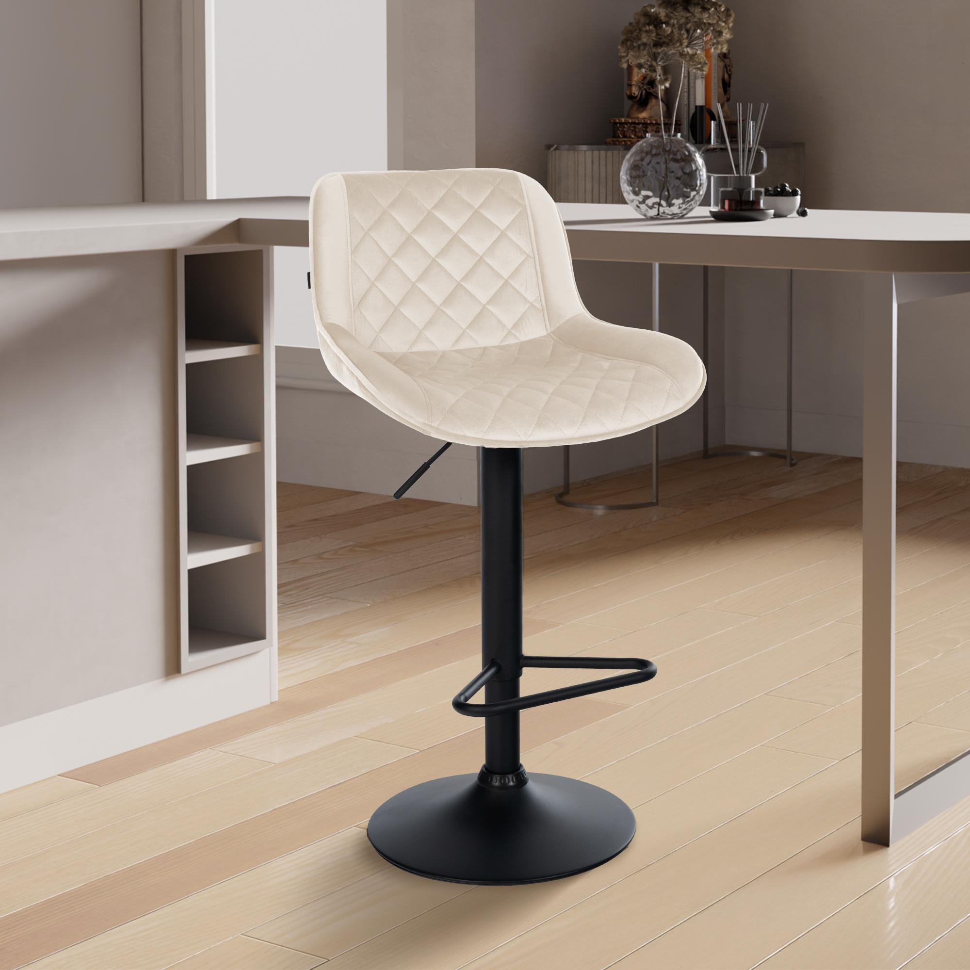 BARHOCKER Samt Creme - Creme/Schwarz, Textil/Metall (50/84/52cm) - CLP