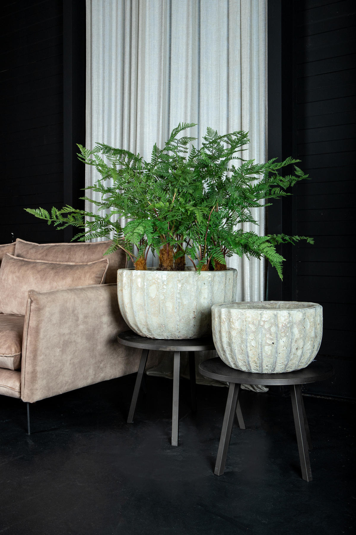 TOPF Javier Weiß 55/55/32cm 2er-Set - Weiß, Keramik (32cm) - PTMD Collection