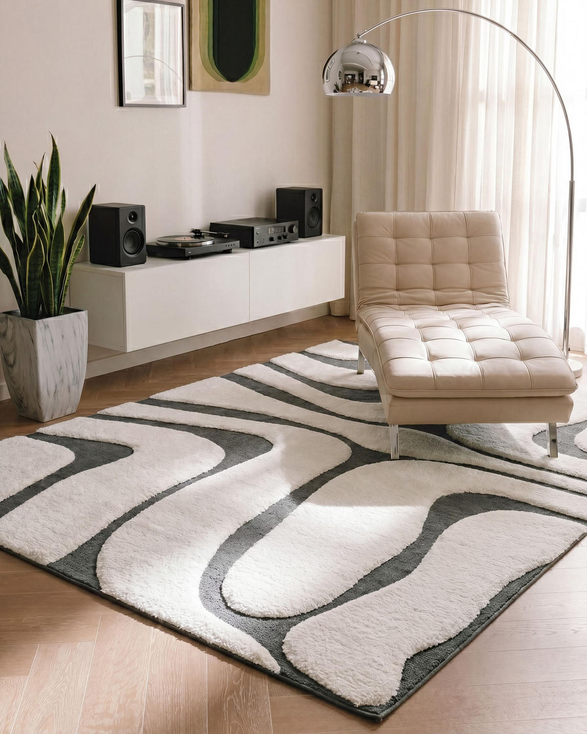 KOBEREC Šedý/Bílý 160/230 cm Hartz - šedá/krémová, textil (160/230cm) - Beliani