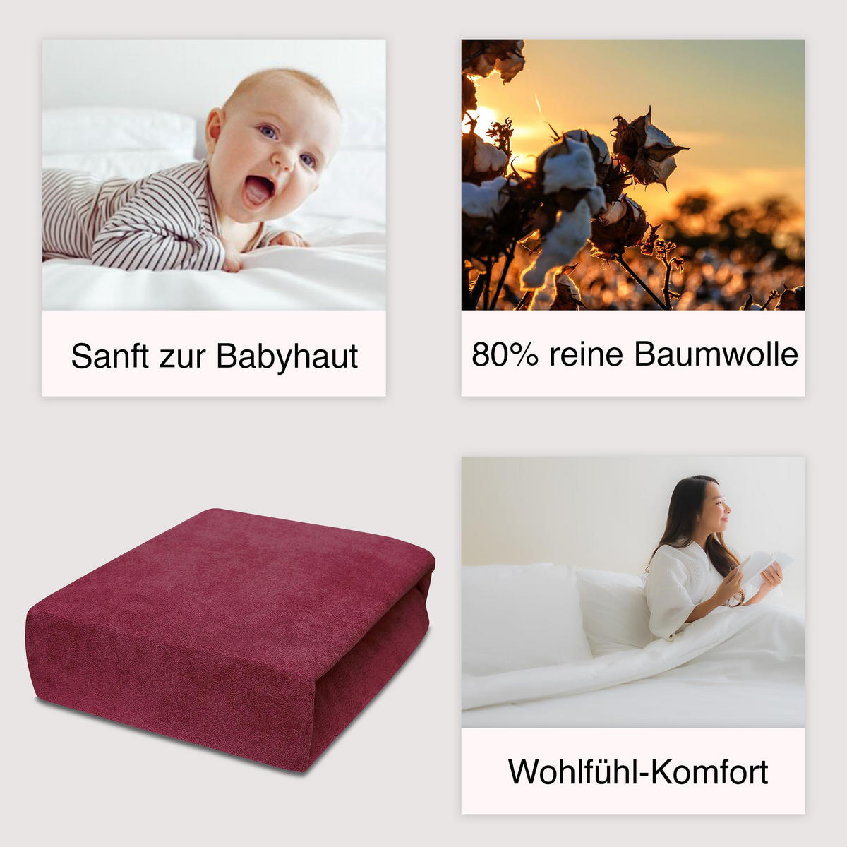 SPANNBETTLAKEN 90/160 cm, Jersey Elastisch 100 % Baumwolle Bordeux - Bordeaux, Textil (90/160cm) - Best For Home