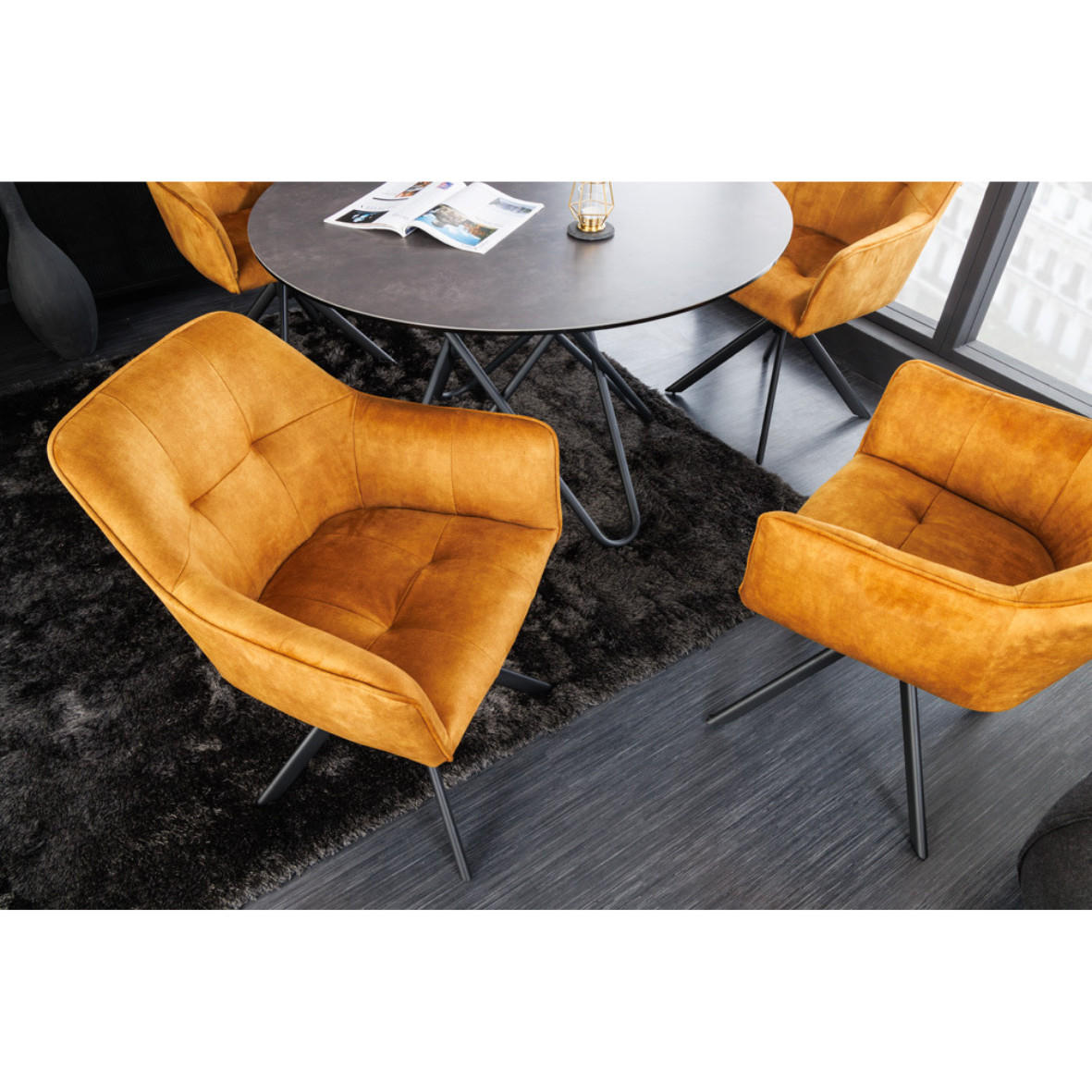STUHL LOFT Samt Senfgelb - Gelb, Textil (60/83/61cm) - riess-ambiente