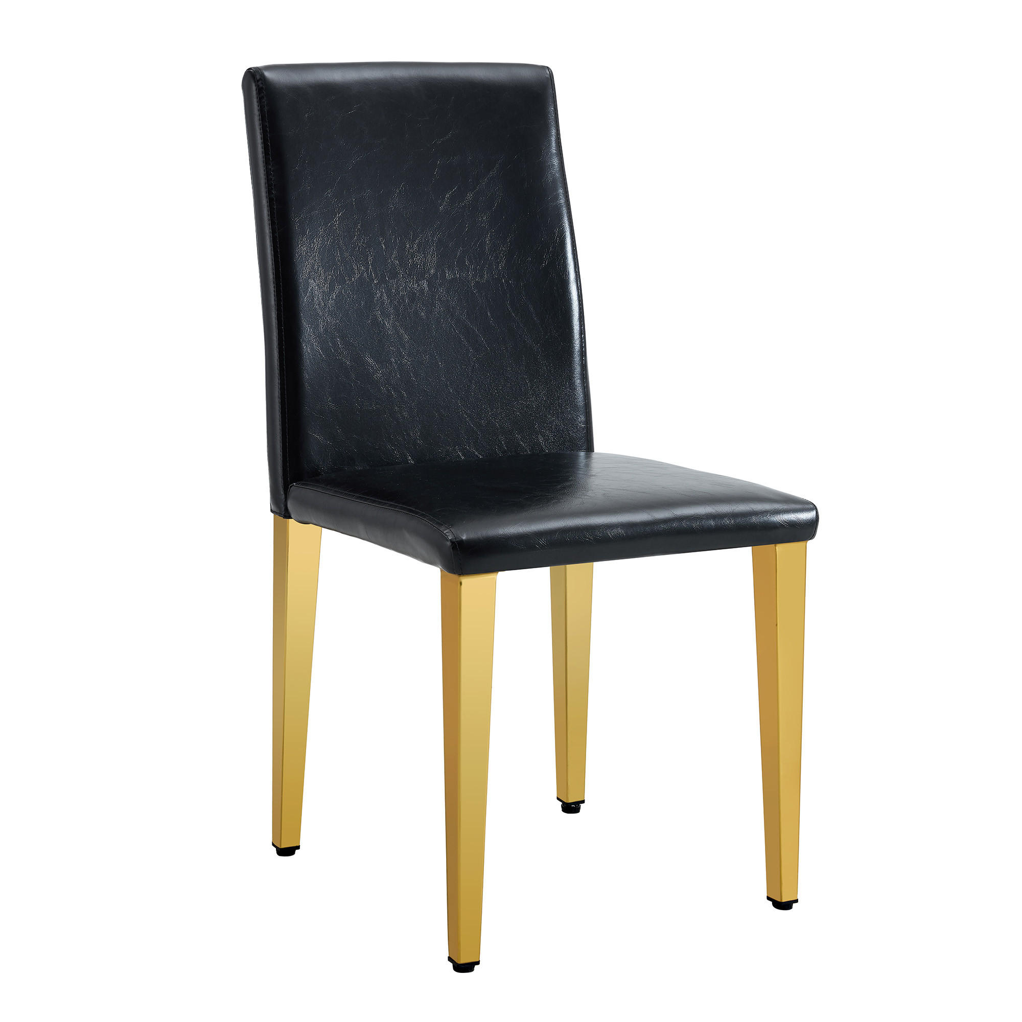 STUHL-SET DE-36598 2 Stück mit PU-Bezug und Metallbeinen Schwarz - Goldfarben, Metall (47/90/41cm) - ComfortXL