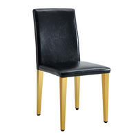STUHL-SET DE-36598 2 Stück mit PU-Bezug und Metallbeinen Schwarz - Goldfarben, Metall (47/90/41cm) - ComfortXL