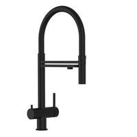 3-WEGE-KÜCHENARMATUR, Edelstahl Massiv aus Chirurgenstahl, PVD Schwarz Matt, 2-Strahl-Brause - Schwarz, Metall (26/49/26cm) - VIZIO