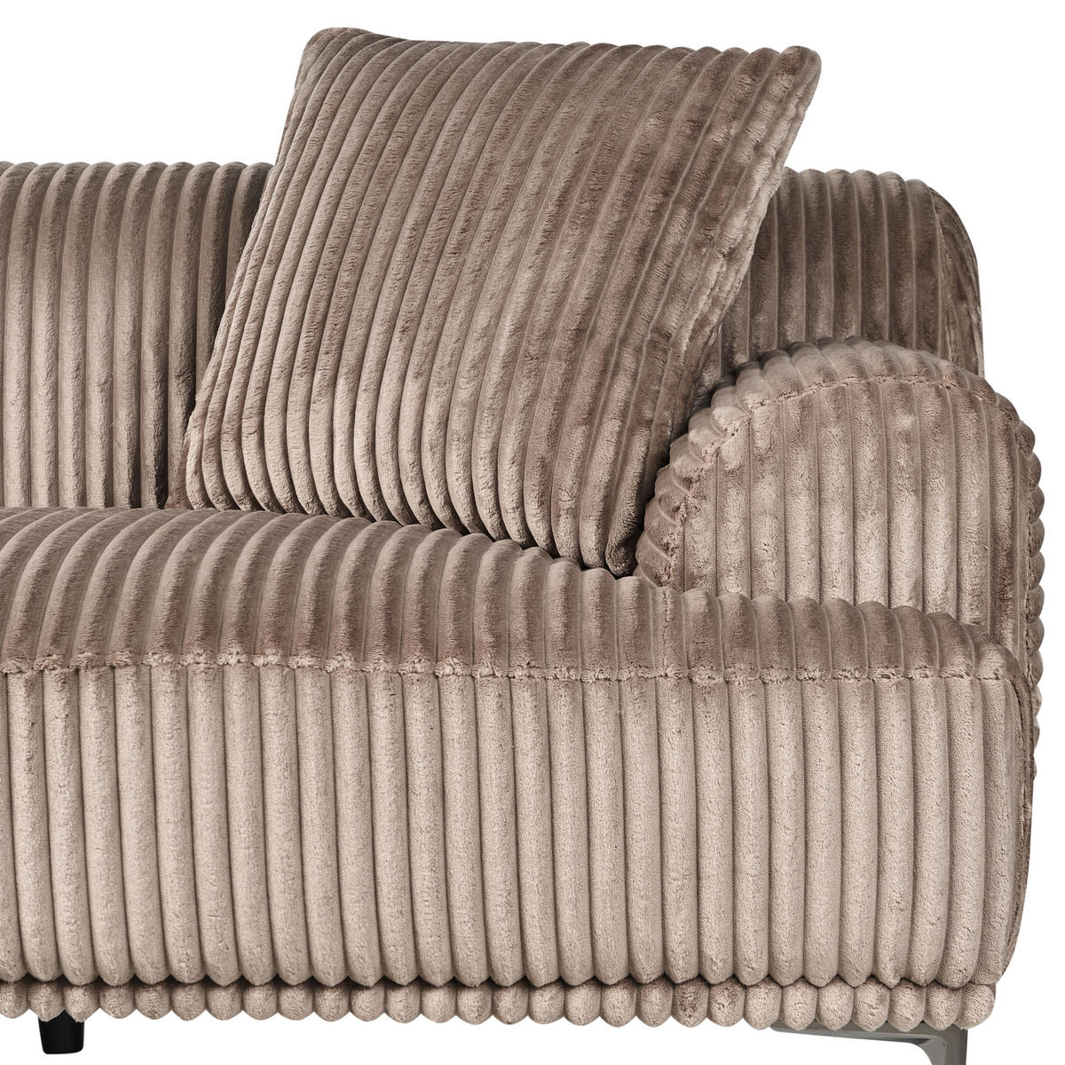 ECKSOFA Cord Hellbraun rechtsseitig Stenum - Hellbraun/Messingfarben, Textil (242/168cm) - Beliani