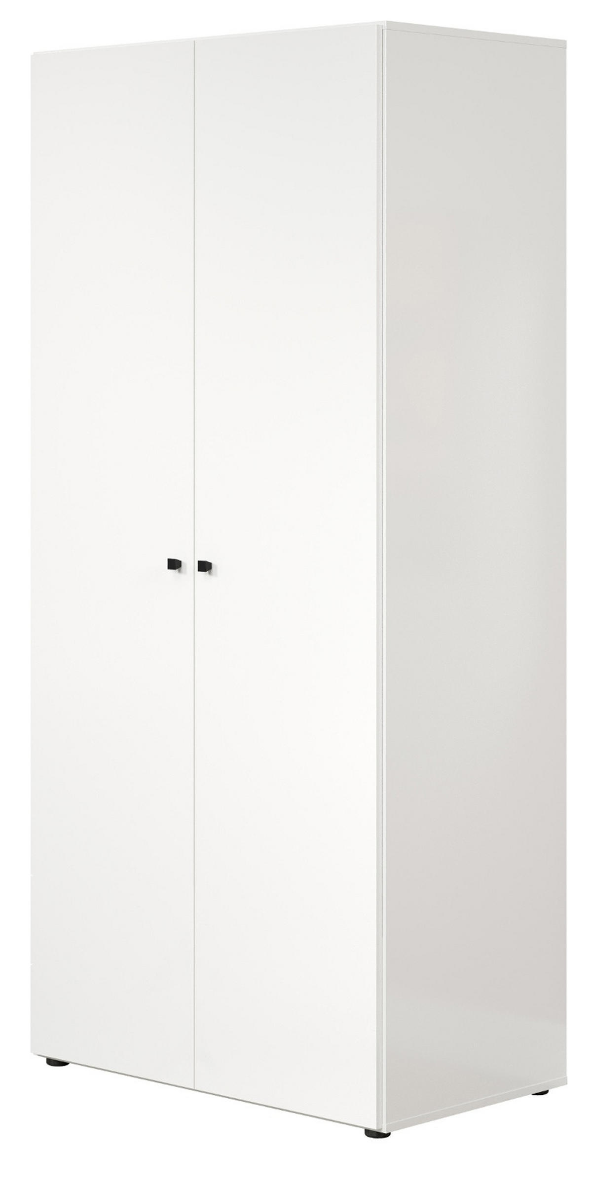 KLEIDERSCHRANK weiß 81 x 176 cm, Drehtürenschrank 2-türig - Schwarz/Weiß, Holzwerkstoff/Kunststoff (81/176/51cm) - Top.Furn