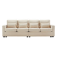 4-SITZER Sofa Leinenstoff mit Armlehnentaschen und 4 Kissen 264/83/87 cm Beige - Beige, Textil (87/264/83cm) - Redom