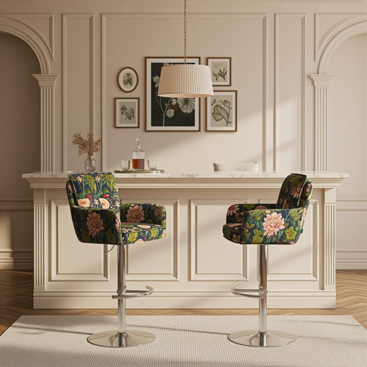 BARHOCKER Kira 2er-Set - Chromfarben/Multicolor, Textil/Metall (55/95/58cm) - DUBI Möbel