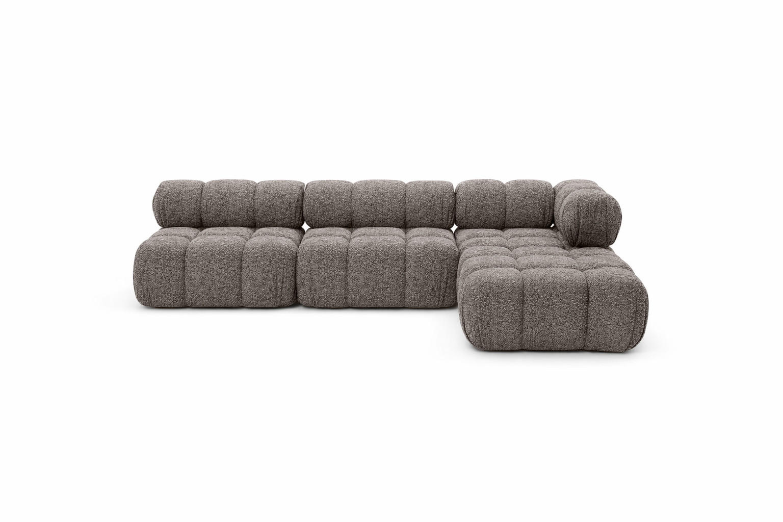 ECKSOFA L-Form Modulare, Bouclé-Stoff Abriamo, Braun, Rechts, Selia - Braun, Holz (285/160cm) - Kaiser Möbel