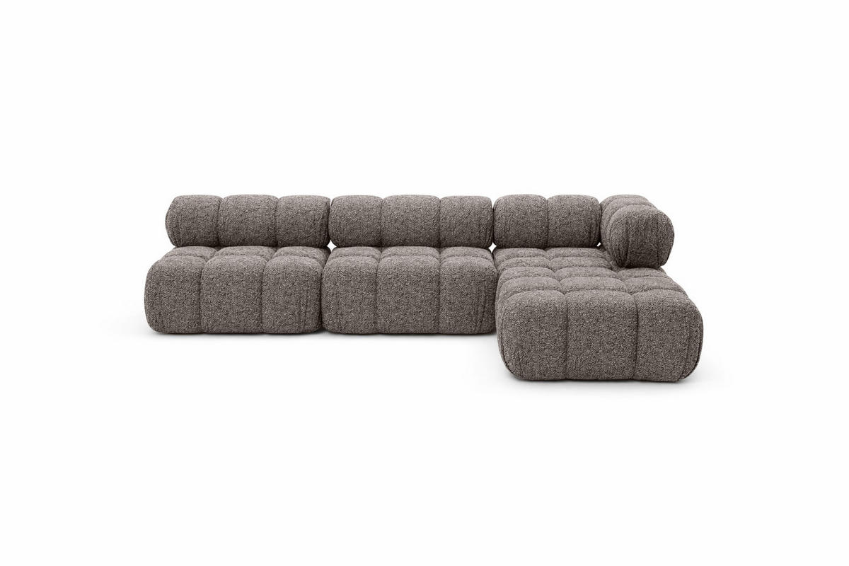 ECKSOFA L-Form Modulare, Bouclé-Stoff Abriamo, Braun, Rechts, Selia - Braun, Holz (285/160cm) - Kaiser Möbel