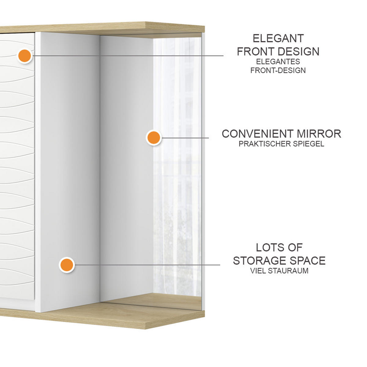KOUPELNOVÁ SKŘÍŇKA SE ZRCADLEM Livia Bílá - bílá, kompozitní dřevo (60/63/24cm) - Vicco