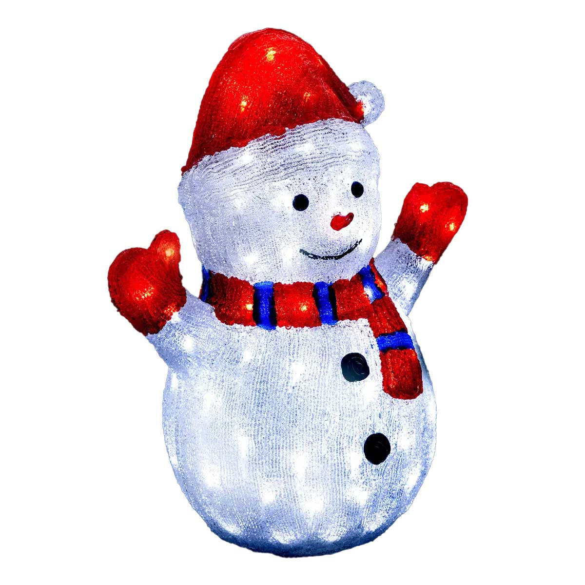WEIHNACHTSDEKORATION LED-Schneemann 39/25,2/48 cm - Weiß, Kunststoff (25.2/48/39cm) - Fééric Lights and Christmas