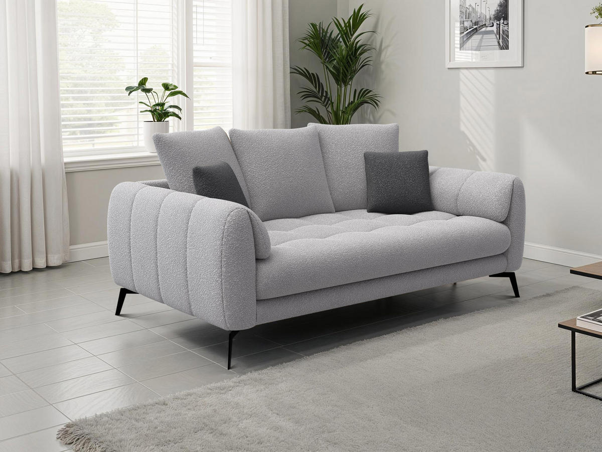 SOFA CALME 2,5-Sitzer, hellgrau - Hellgrau, Holz/Textil (199/92/108cm) - Courtois Laville