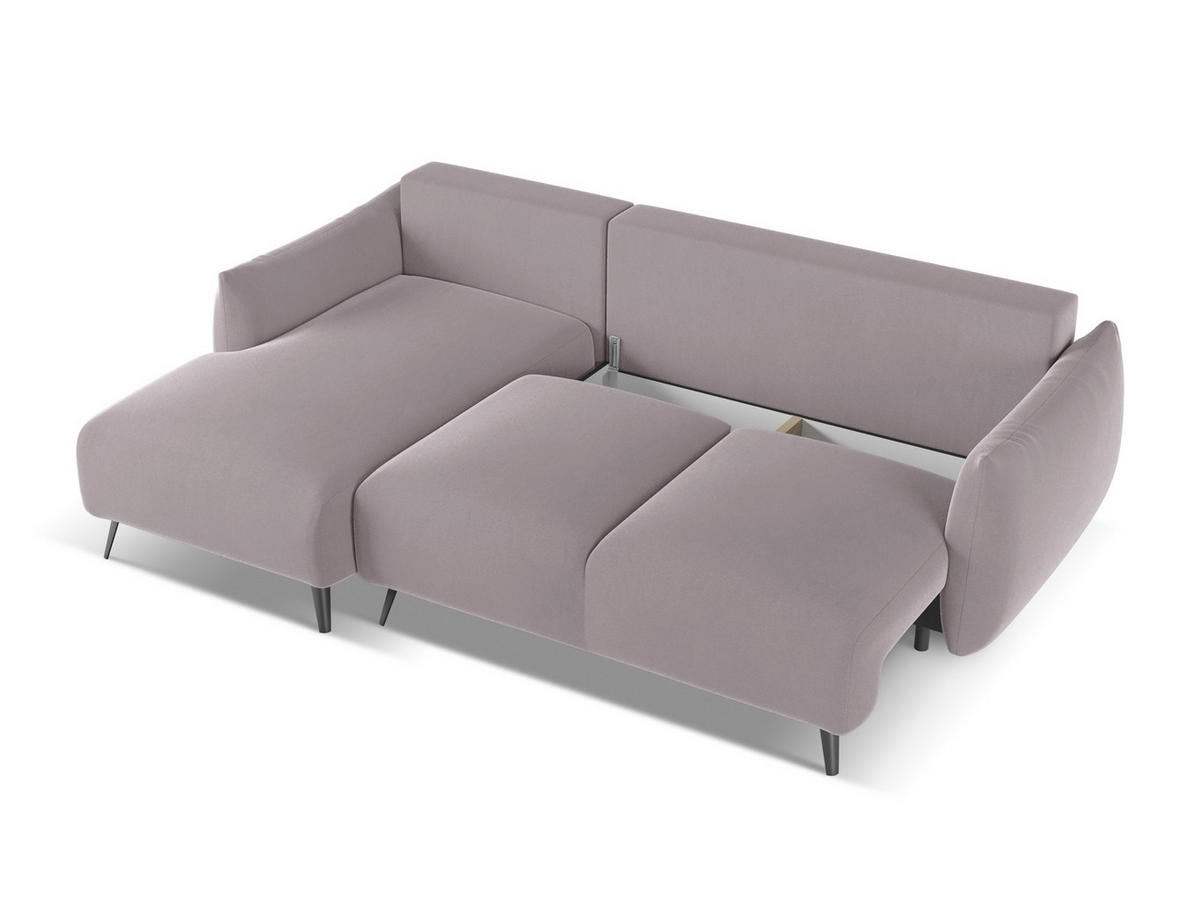 ECKSOFA mit Schlaffunktion Samt Stoff Violett - Lila/Flieder, Textil/Metall (162/242cm) - Makamii