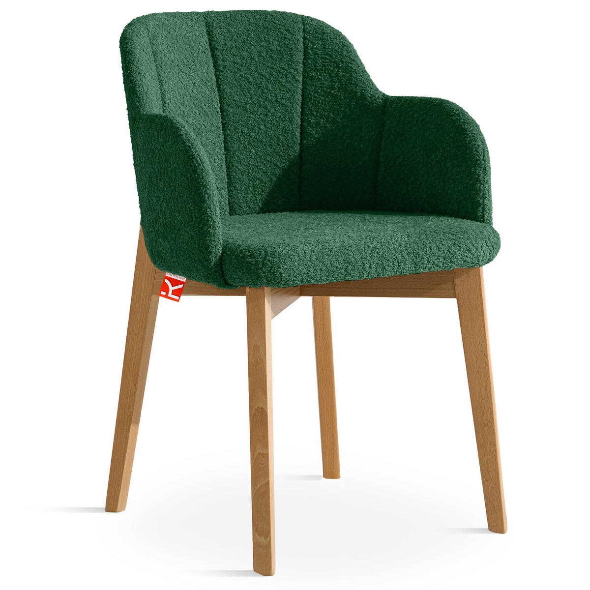 POLSTERSTUHL LONIS Esszimmerstühle 2er Set - Dunkelgrün/Eichefarben, Holz/Textil (55/82/54cm) - KONSIMO®