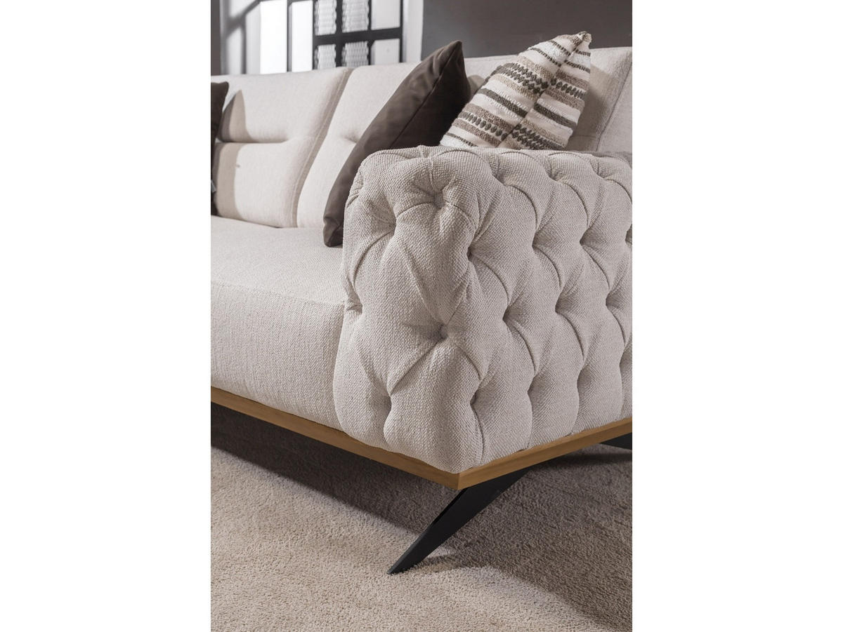 SOFA Havana 2-Sitzer Samt Creme - Beige, Textil/Metall (195/87/95cm) - Villa Möbel